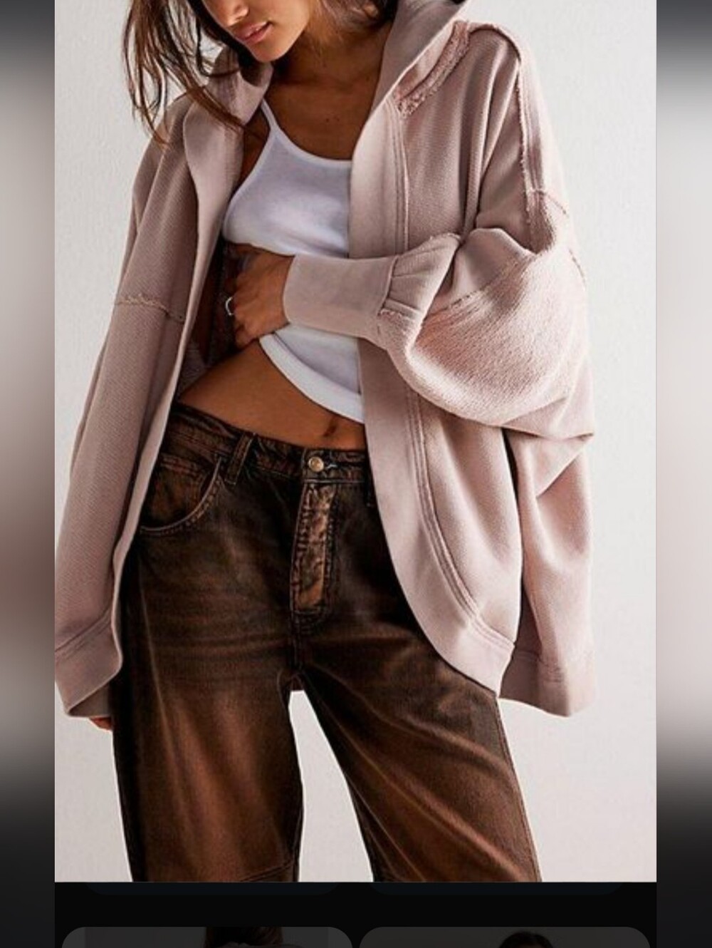 We The Free Oversized Hooded Knit Sweater - Blush Pink